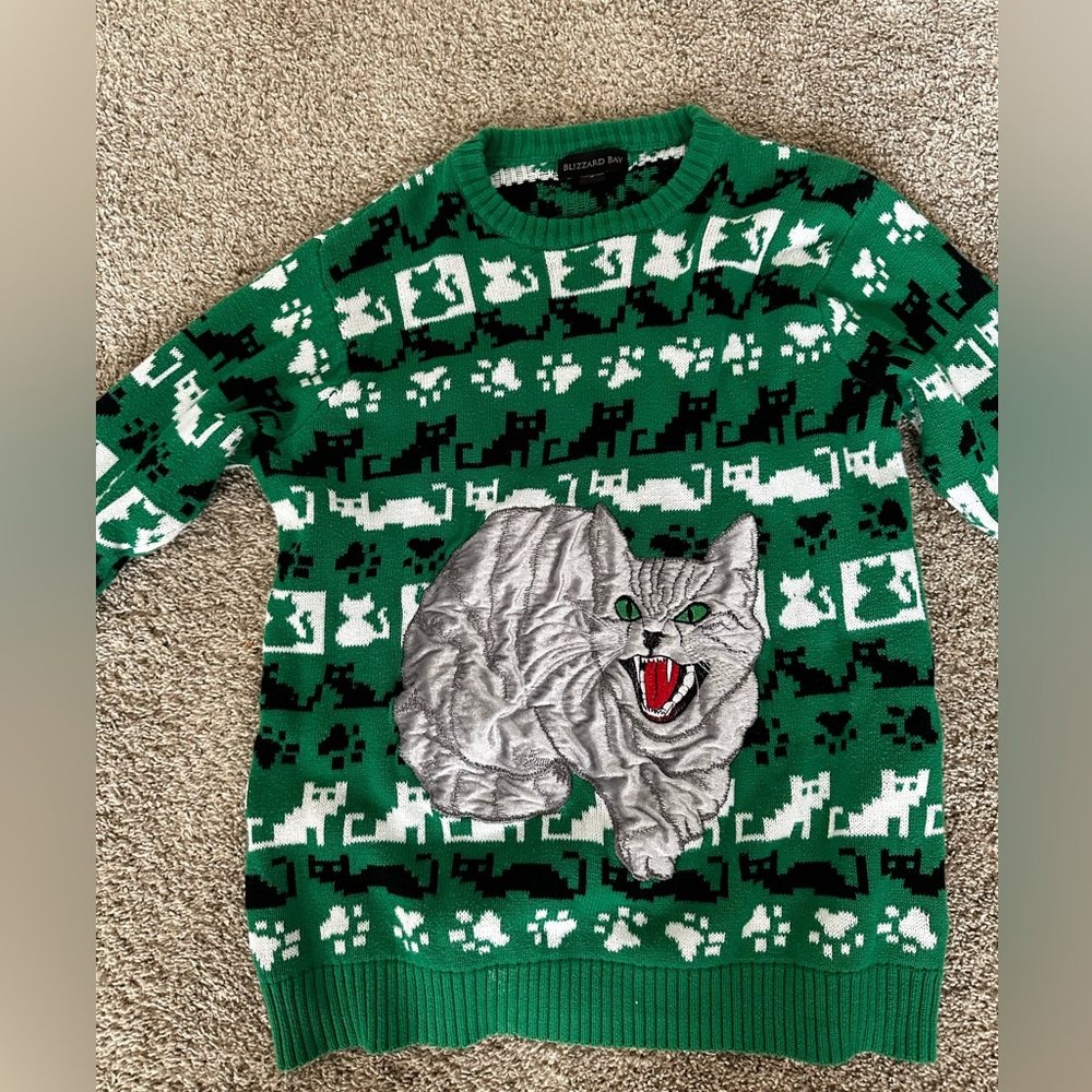 Embroidered Angry Cat Sweater
